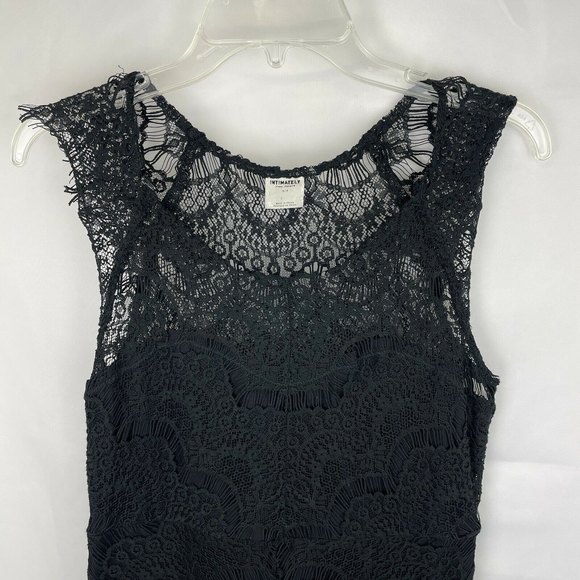 Intimately Free People Black Peekaboo Lace Slip Dress Scallop Hem Size S/M - Picture 3 of 12